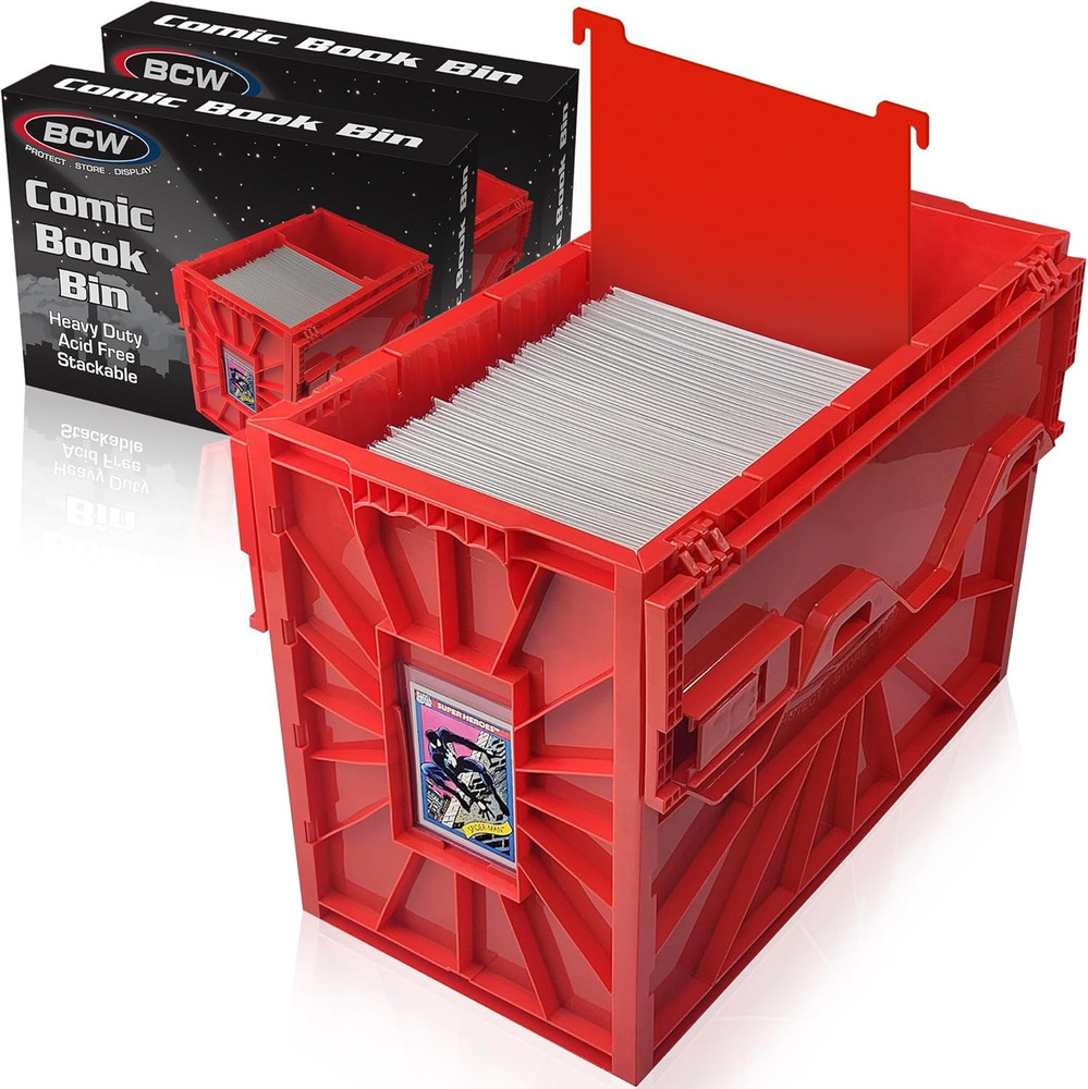 Short Comic Book Bin | Holds 150 Comics | Stackable Plastic Storage | Acid-Free