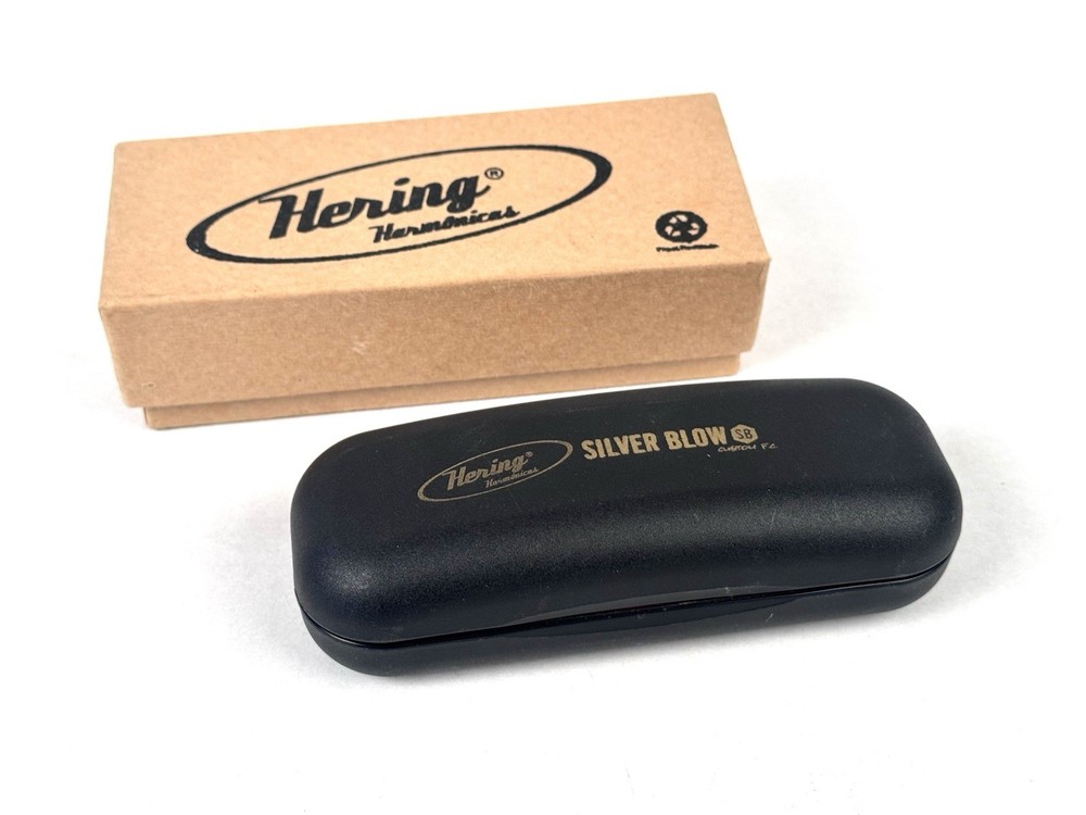 Rare Hering Silver Blow Harmonica with Case and original box!