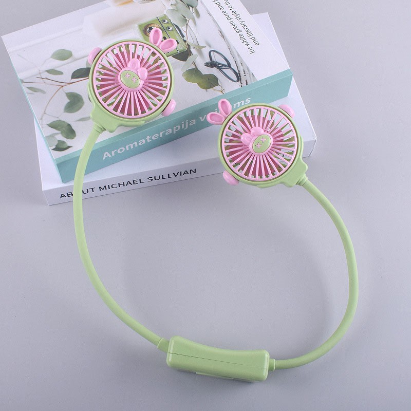 USB & Solar - Powered Visor Fan Hat Green