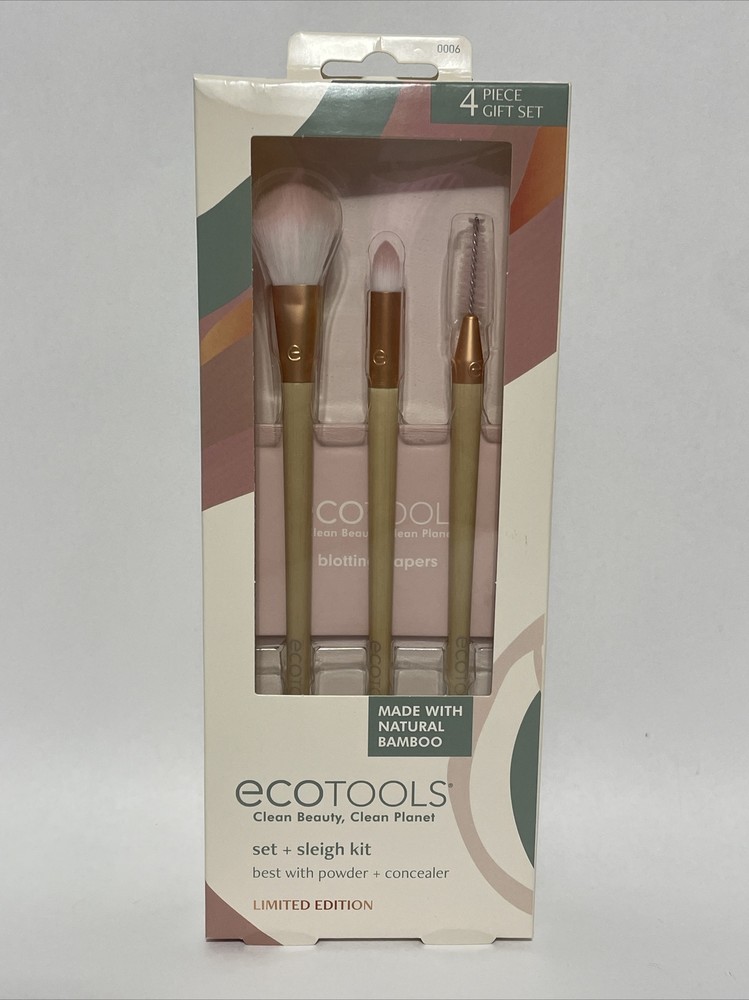 Ecotools Makeup Brushes 4 Piece Gift Set - Natural Bamboo - New