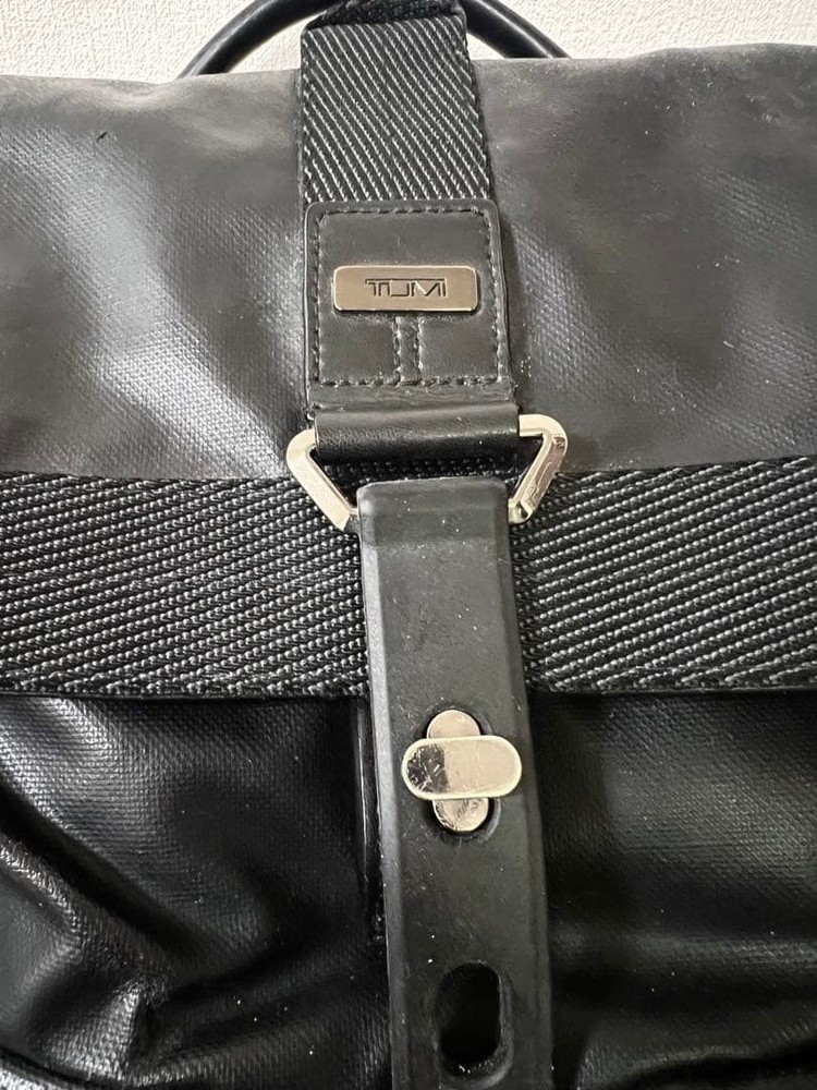 TUMI Leather Backpack Roll Top Backpack Black