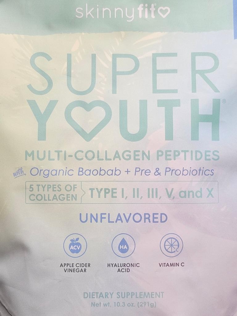 Skinny Fit Super Youth UNFLAVORED Multi-Collagen Peptides 30 Servings Exp 4/2027