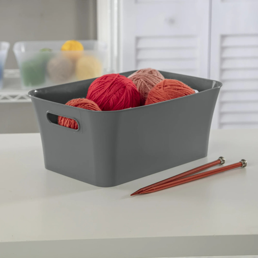 Open Plastic Storage Containers, Versatile Stylish Organizers , Gray 6 Pack