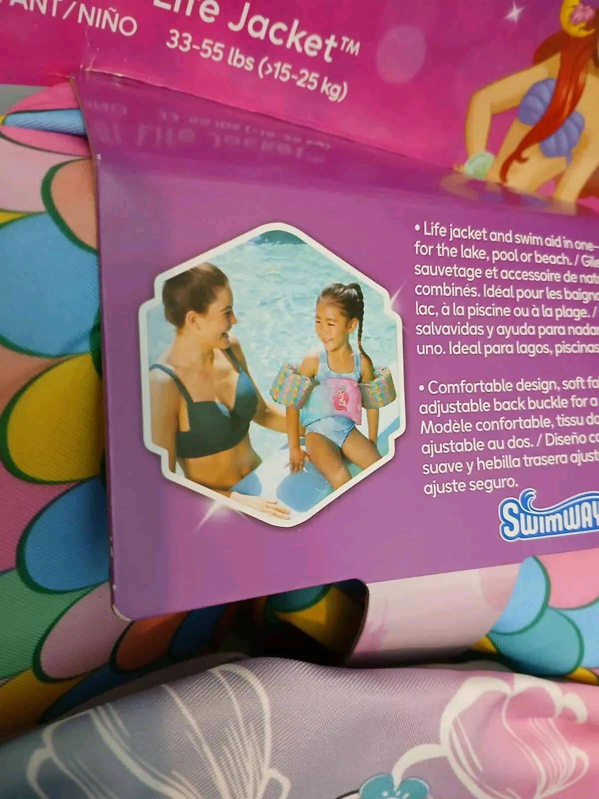 Swimways Disney Princess Swim Trainer Life Jacket Little Mermaid Ariel NEW