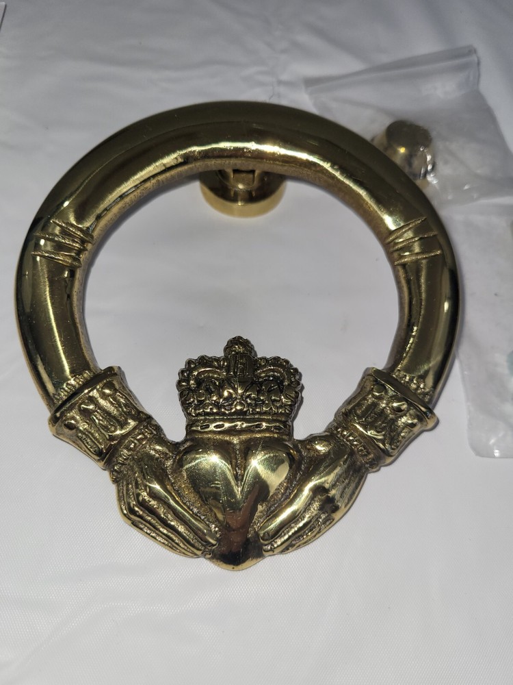Solid Brass Claddagh Doorknocker Ring NEW