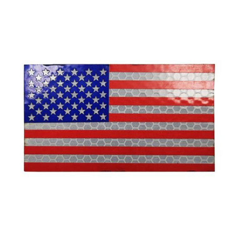 REFLECTIVE IR US AMERICAN FLAG REVERSE LEFT RIGHT SHOULDER 2 HOOK LOOP PATCHES