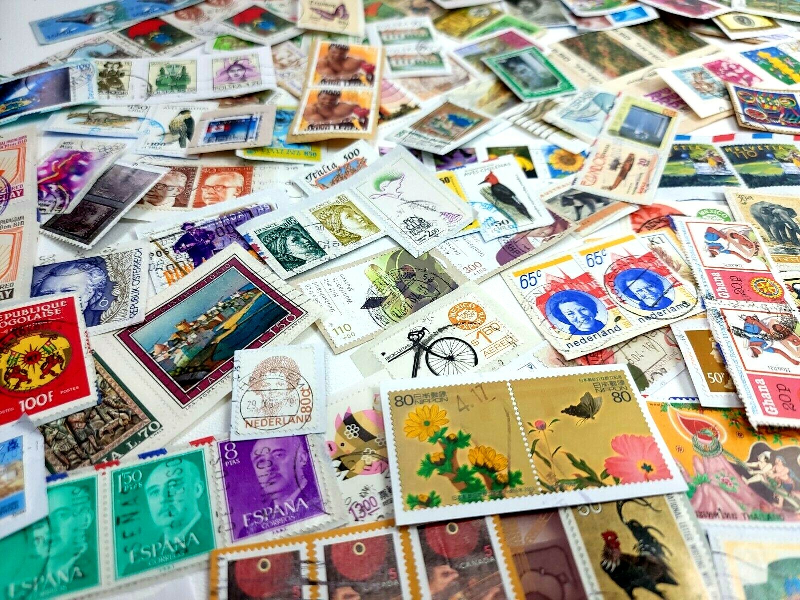QUARTER POUND of FOREIGN Stamp KILOWARE Mix ON Paper