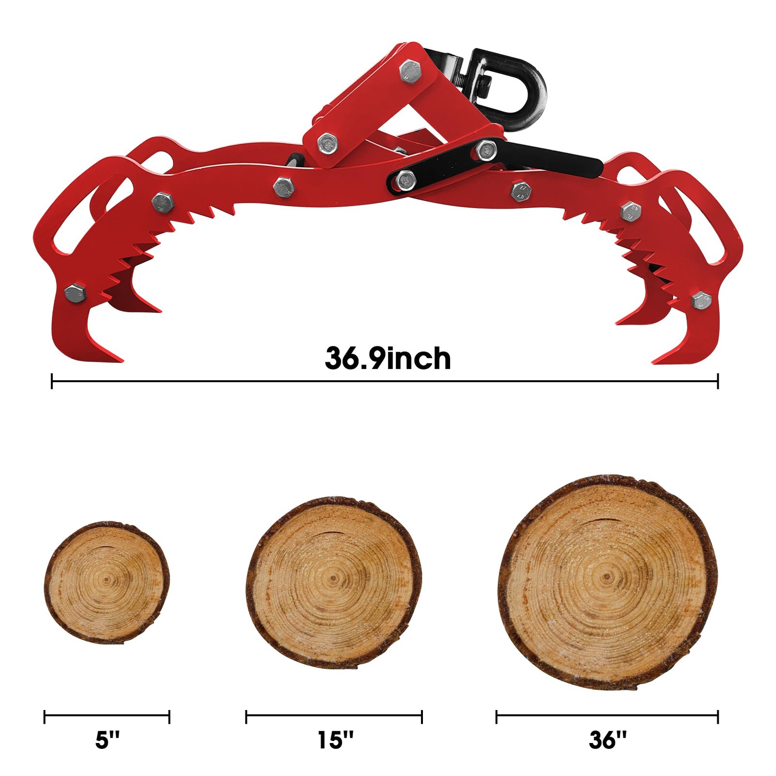 36 inch Log Lifting Tongs Log Grapple 4 Claw Timber Heavy Duty Solid Steel