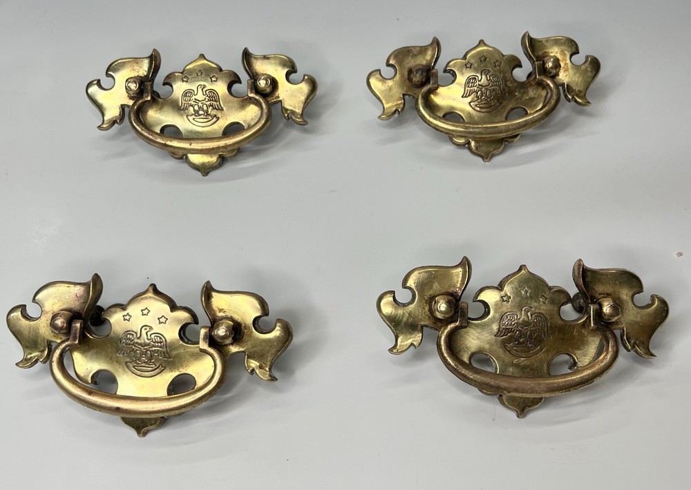 Bald Eagle Antique Drawer Pull Brass Hardware 5" (Set Of 4)