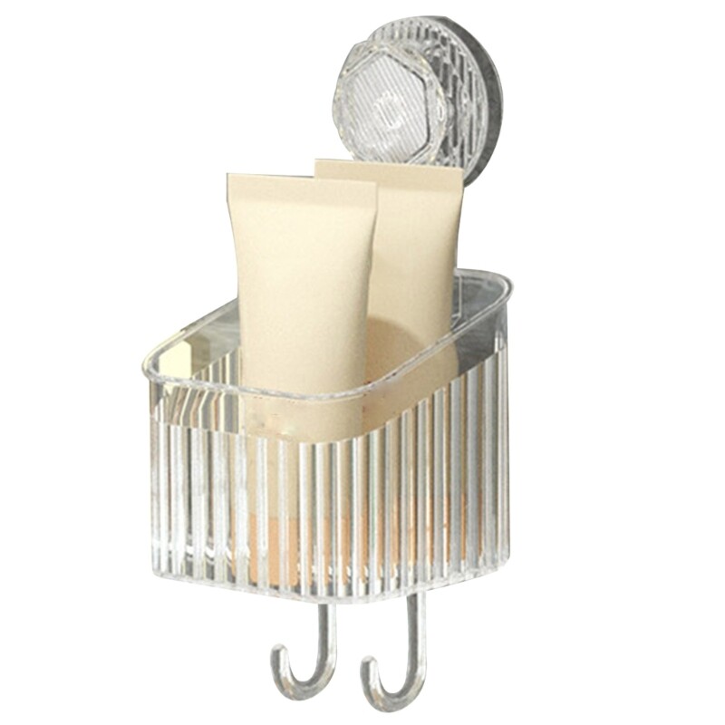Innovative Suction Cup Bathroom Shelf Plastic Storage Rack Waterproof Basket