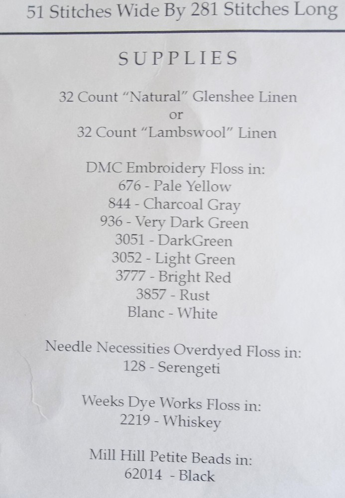 The Drawn Thread SUNFLOWER BELLPULL Cross Stitch Chart w/DMC Floss