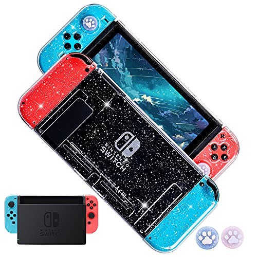 Glitter Clear Case for Nintendo Switch, TPU Silicone Soft Shell Dockable
