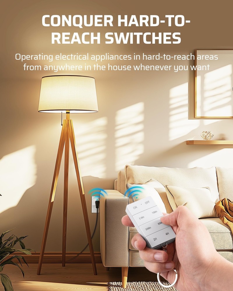 DEWNEWILS Remote Control Outlet with Timer, Indoor Remote Timer Outlet, 100FT...