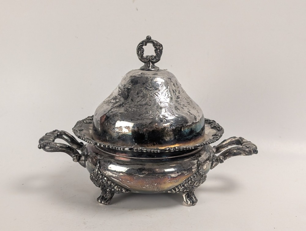 Silver Plate Toronto Company 221 Butter Dish & Lid & Feet