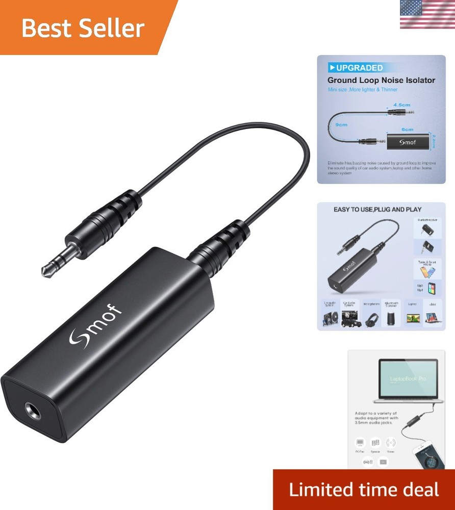 Compact Ground Loop Isolator with 3.5MM Audio Cable - Quiet Your System Today!