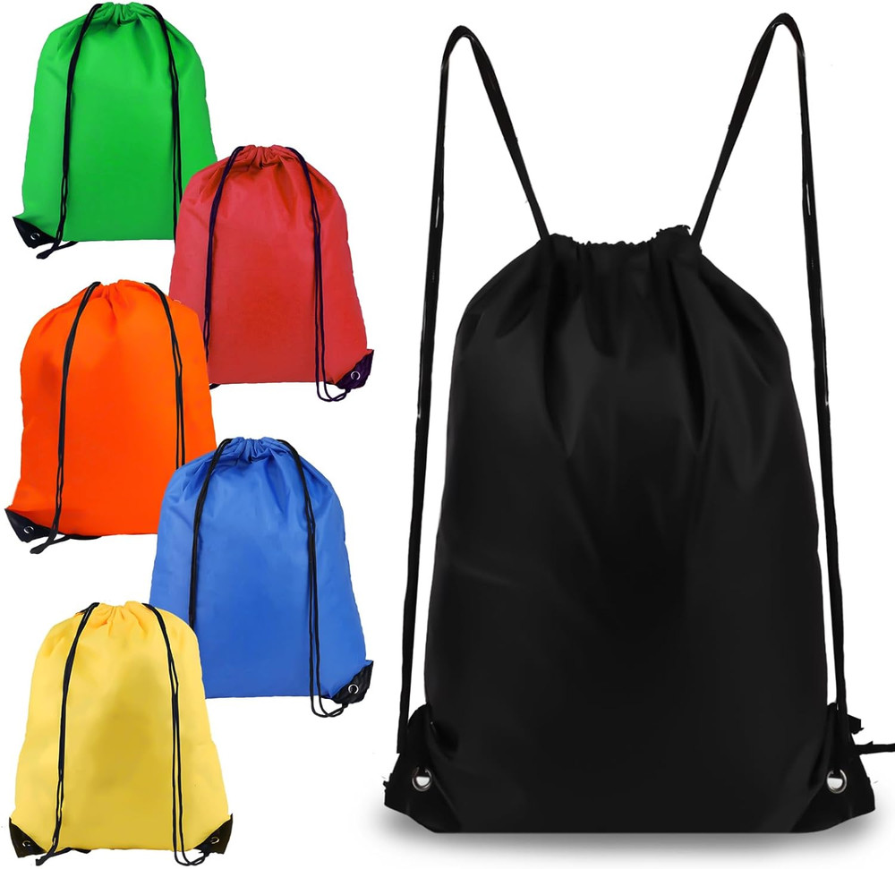 Drawstring Backpack 6Pcs Drawstring Gym Bags Black Draw String Bags Drawstring B