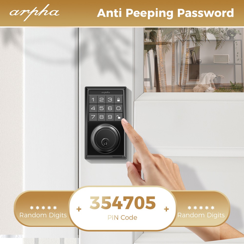 ARPHA Keyless Entry Smart Door Lock Security Keypad Deadbolt Auto Lock 50 Codes