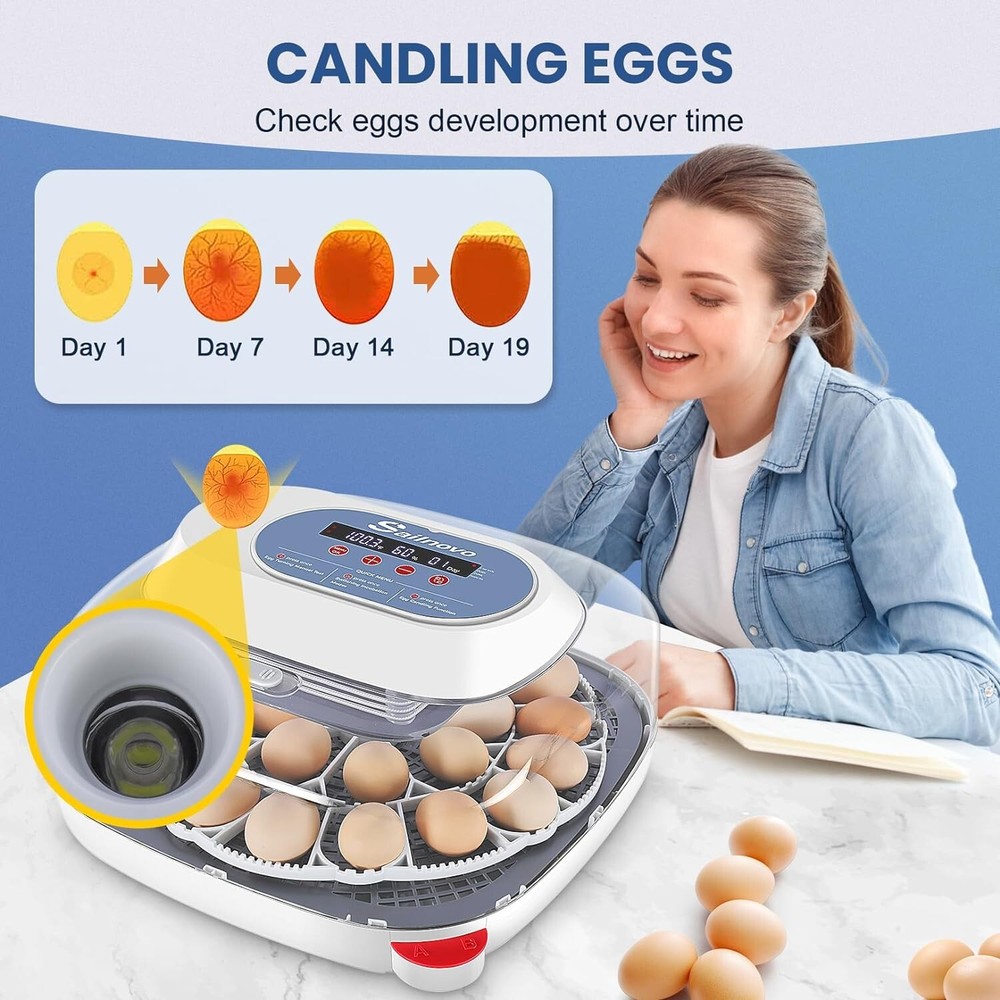 24 Egg Incubator with Automatic Egg Turning Temperature Control Humidity Display