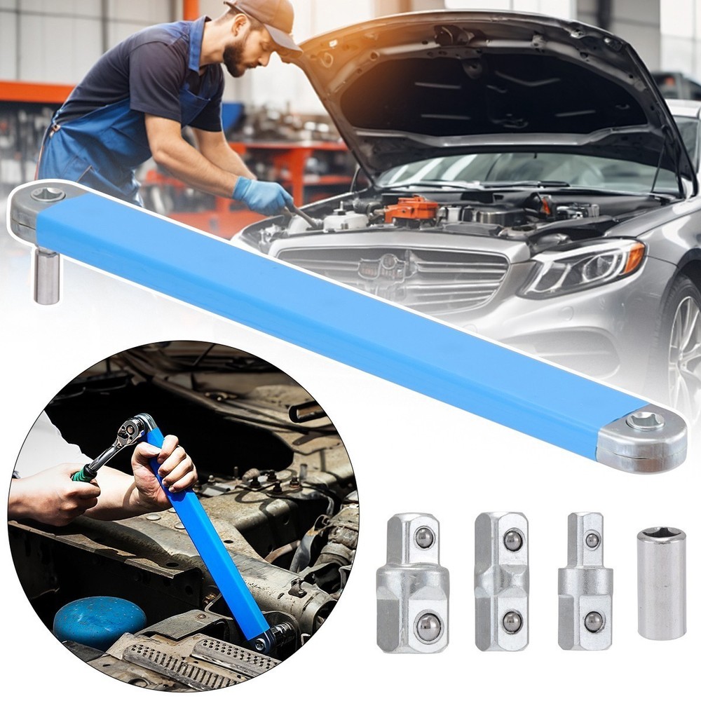 2 Pack Offset Extension Wrench Set Ratchet Spanner Wrench with Extender Adapter
