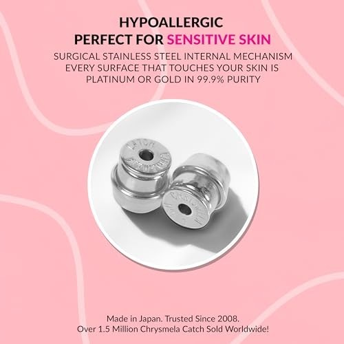 Secure Locking Earring Backs - Platinum Finish, Fits Most Posts, Protects Diamon