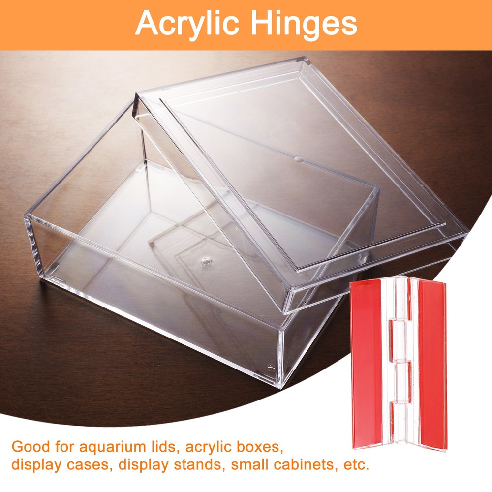 2pcs acrylic hinges, 65x40mm self-adhesive transparent hinge