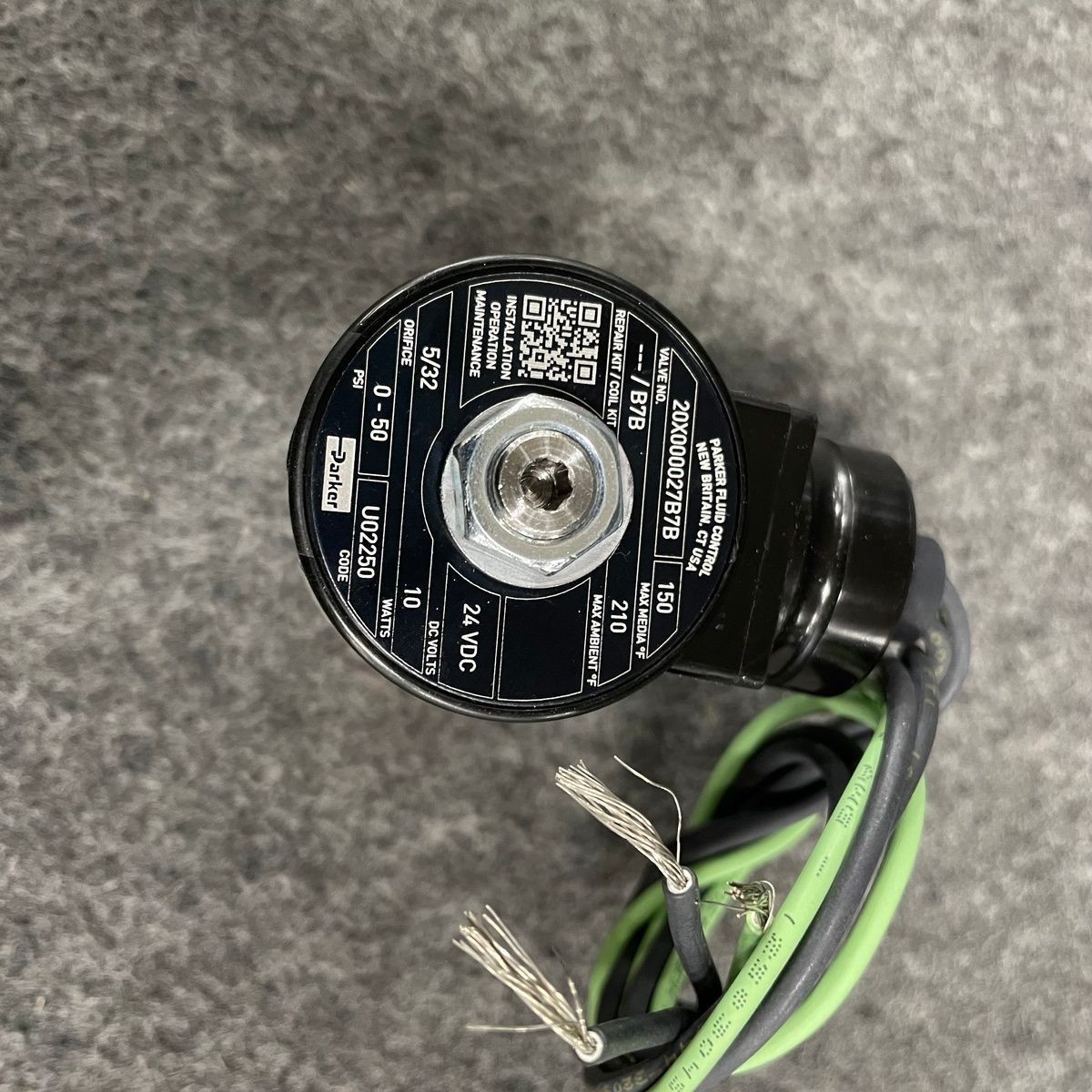 PARKER 20X000027B7B Fluid Control Valve, 5/32" Orifice, 0-50 PSI, 24 VDC