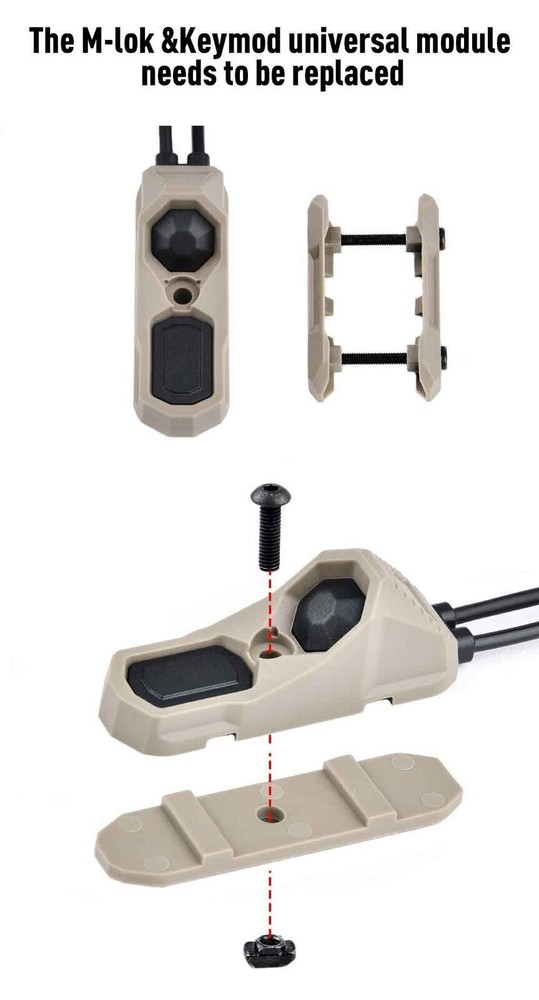 Tactical Flashlight Remote Dual Pressure Switch OGL PEQ DBAL ModButton Control