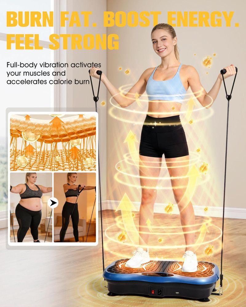 Vibration Plate Exercise Machine, Full Body Platform, 99 Speed Levels, 5 Modes