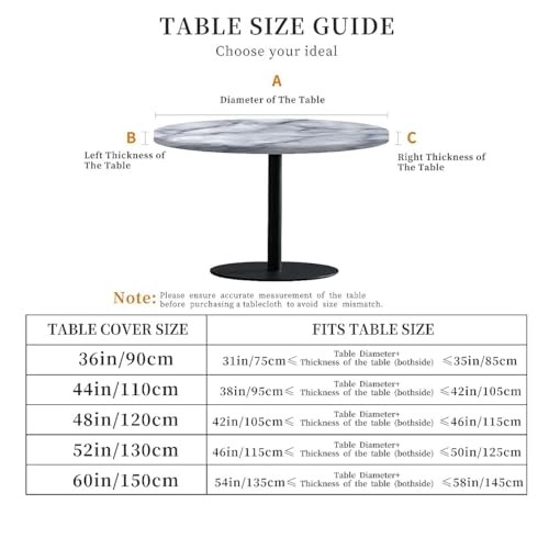 Round Fitted Table Cloth with Elastic Edge Design Table 44" (Round) Marble