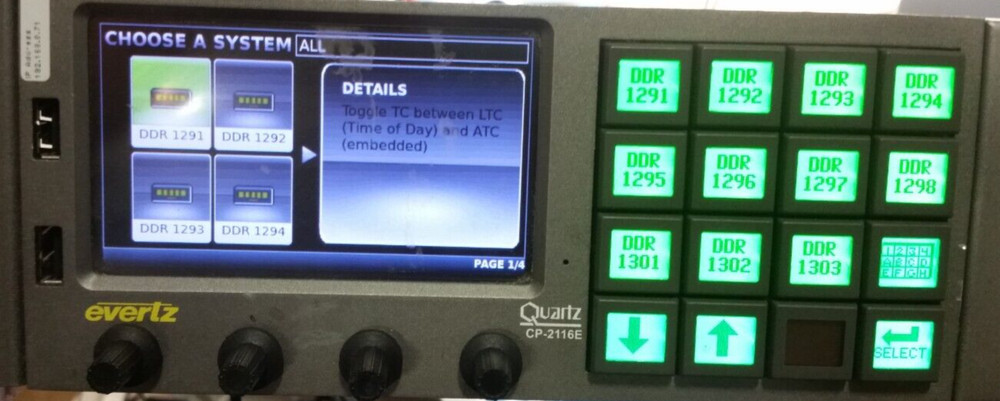 Evertz CP-2116E-H System Control Panel One Touchscreen 16 LCD Buttons
