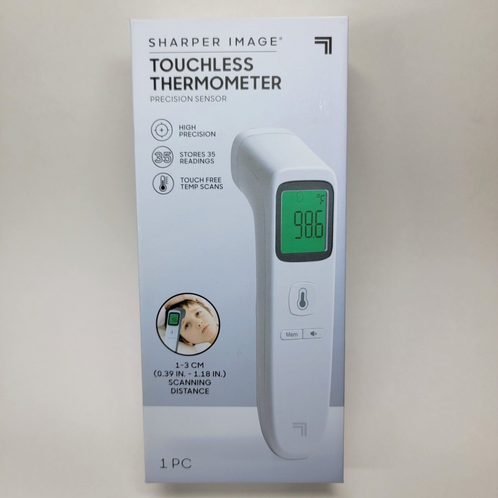 Sharper Image High Precision Touchless Thermometer - White - Digital Display NEW