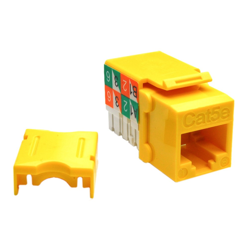 Keystone Jack Insert/Punch-down - Cat 5E RJ45 Networking Yellow