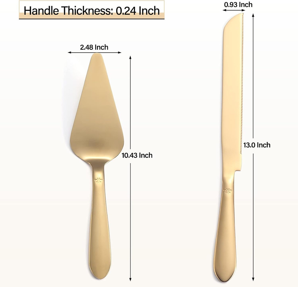 Cake Cutting Set for Wedding, Elegant Cake Knife and Server Set with Thickened S