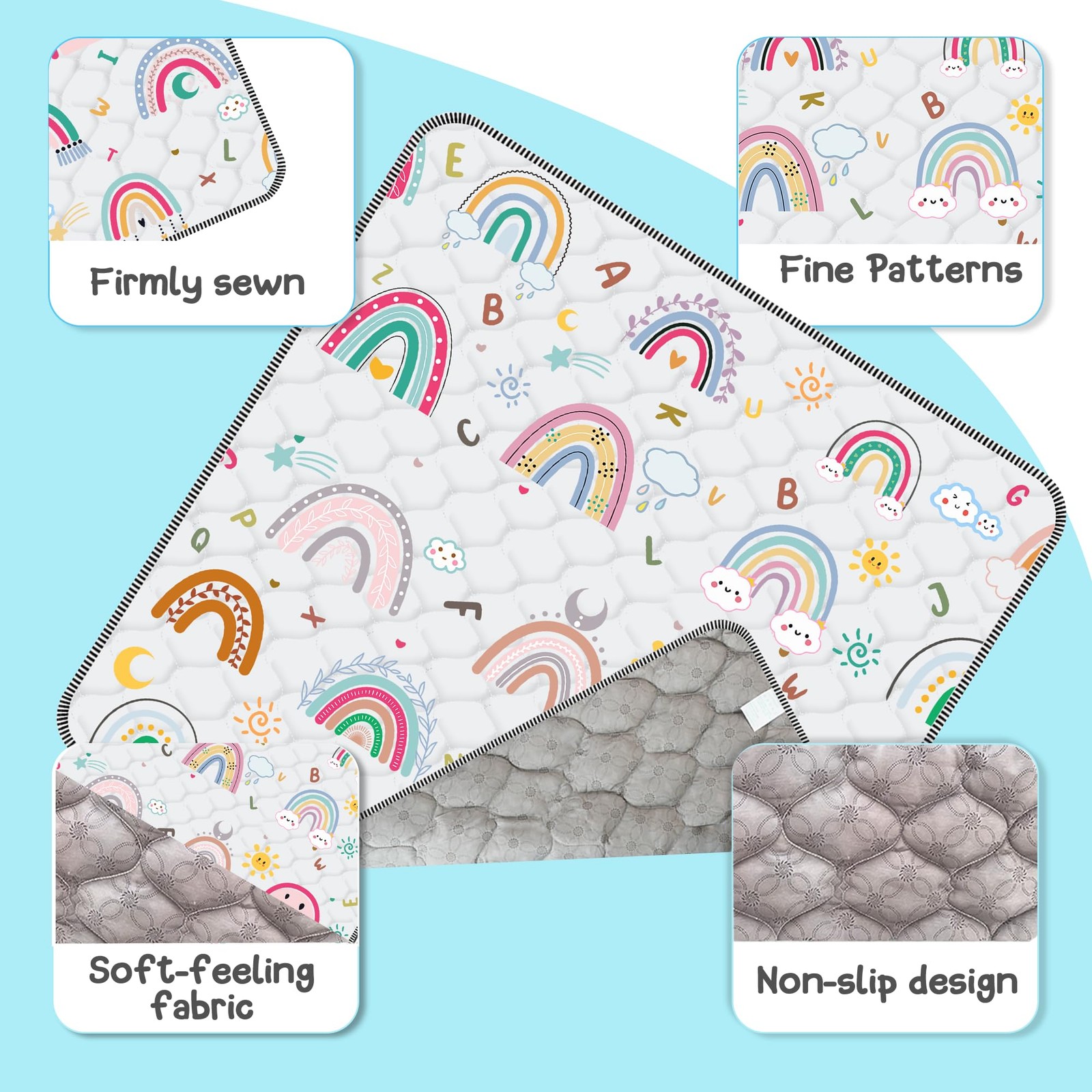 Baby Play Mat，Thick Soft 50" X 50" Playpen mat, Non-Slip and Machine Washable...