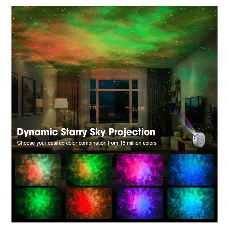 Galaxy Star Projector LED Night Light Bluetooth Speaker Remote App Voice