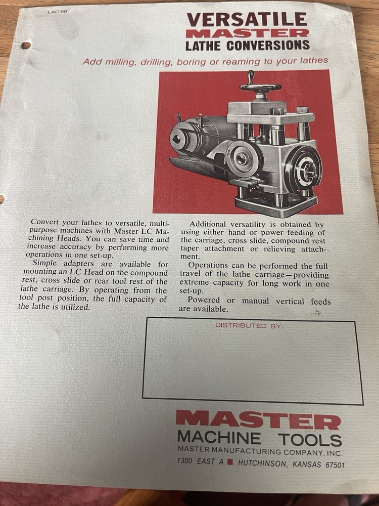 Master Manufacturing Machine Tools LAC-68