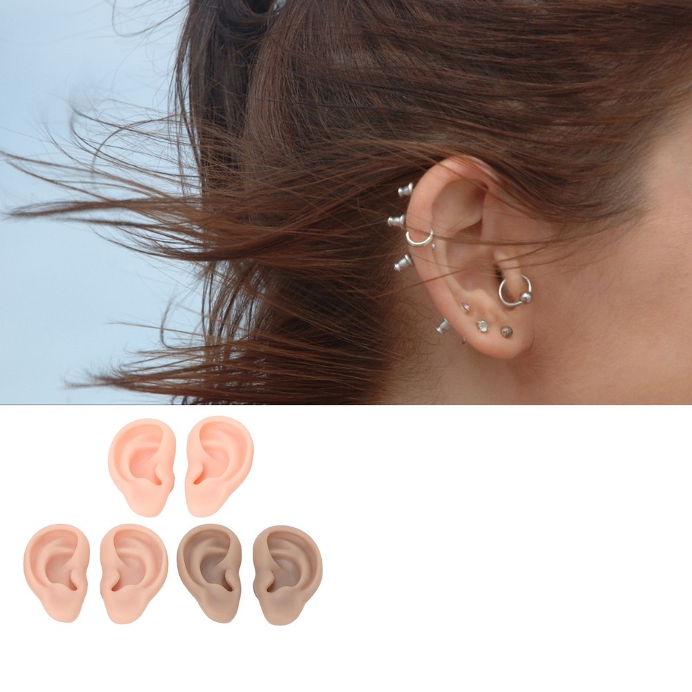 3 Pairs Silicone Ear Model Flexible Soft Ears For Practice