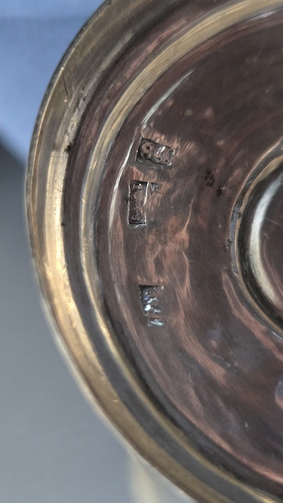 Large Russian Silver Niello Flute Cup