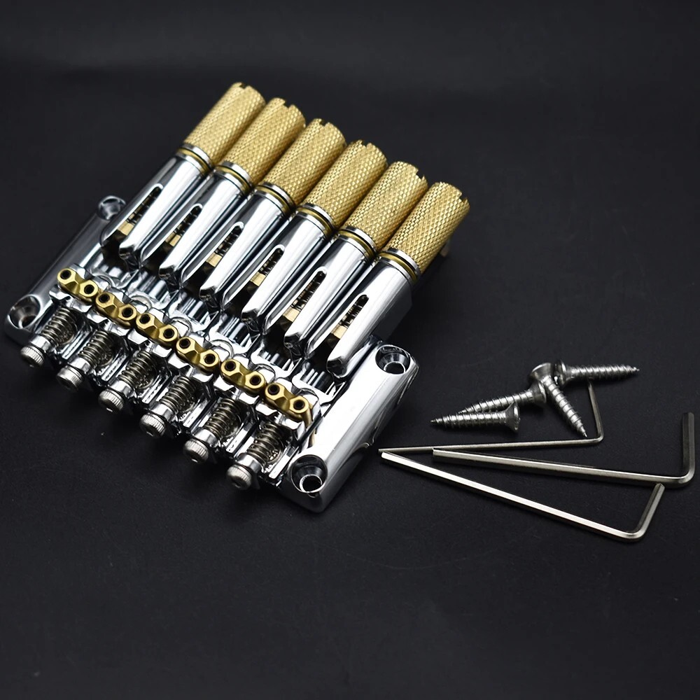 Chrome Headless Guitar Bridge Tremolo System Set