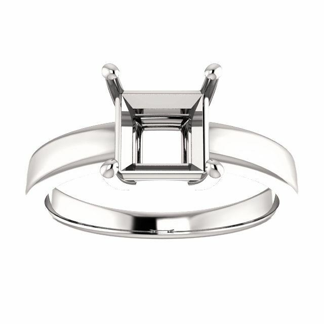 Sterling Silver Square/Princess Cut Ring Setting Solitaire Claw Style Ring Mou