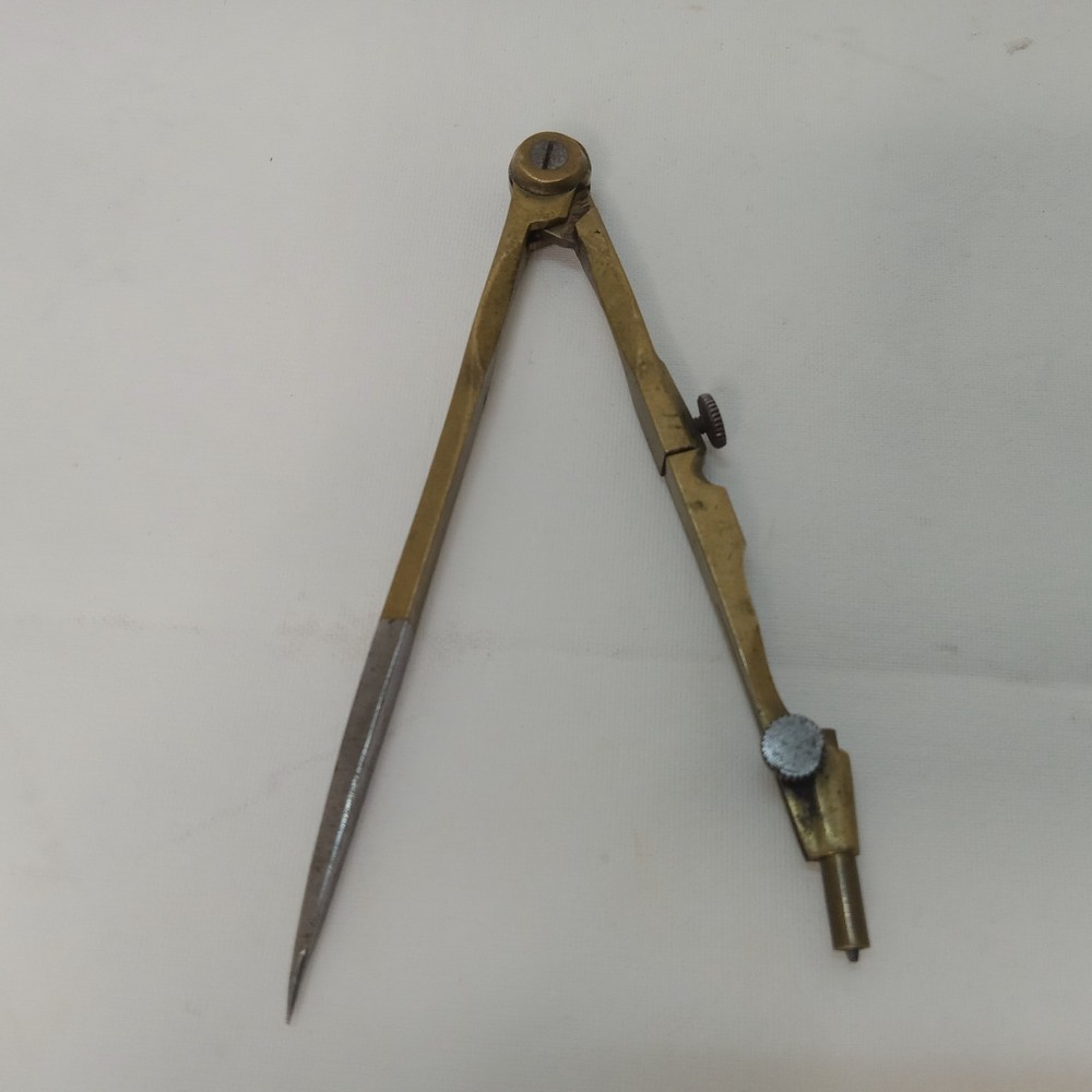 Vintage Brass Compass Navigational Divider Drafting Tool 3-7/8" long
