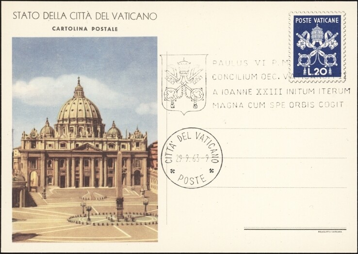 VATICAN, 1963. Post Card H&G 20, Second Print, Comm. Cancel