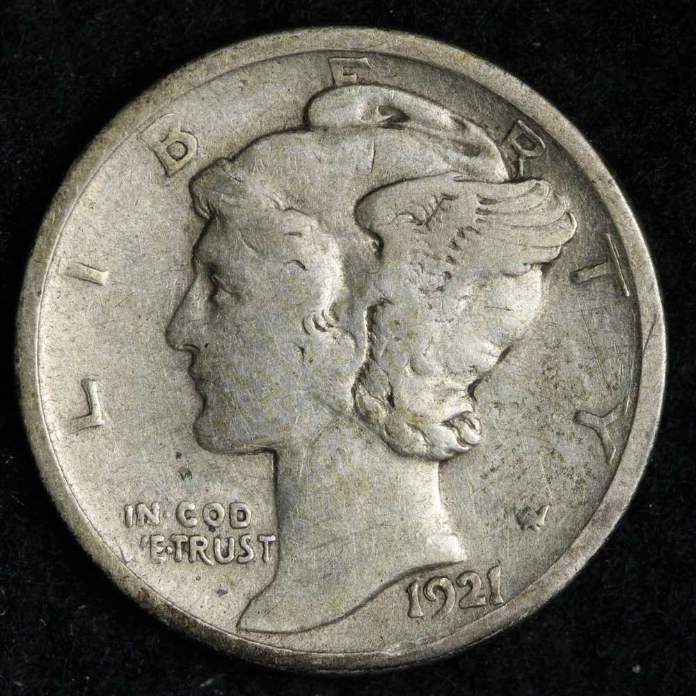 1921-D Mercury Silver Dime CHOICE FINE+ E148 QTCCM