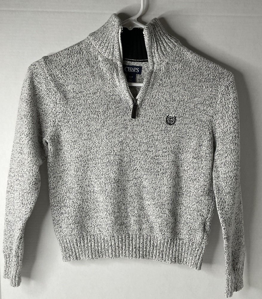 Chaps Boys gray Half zip pullover sweater Size 8
