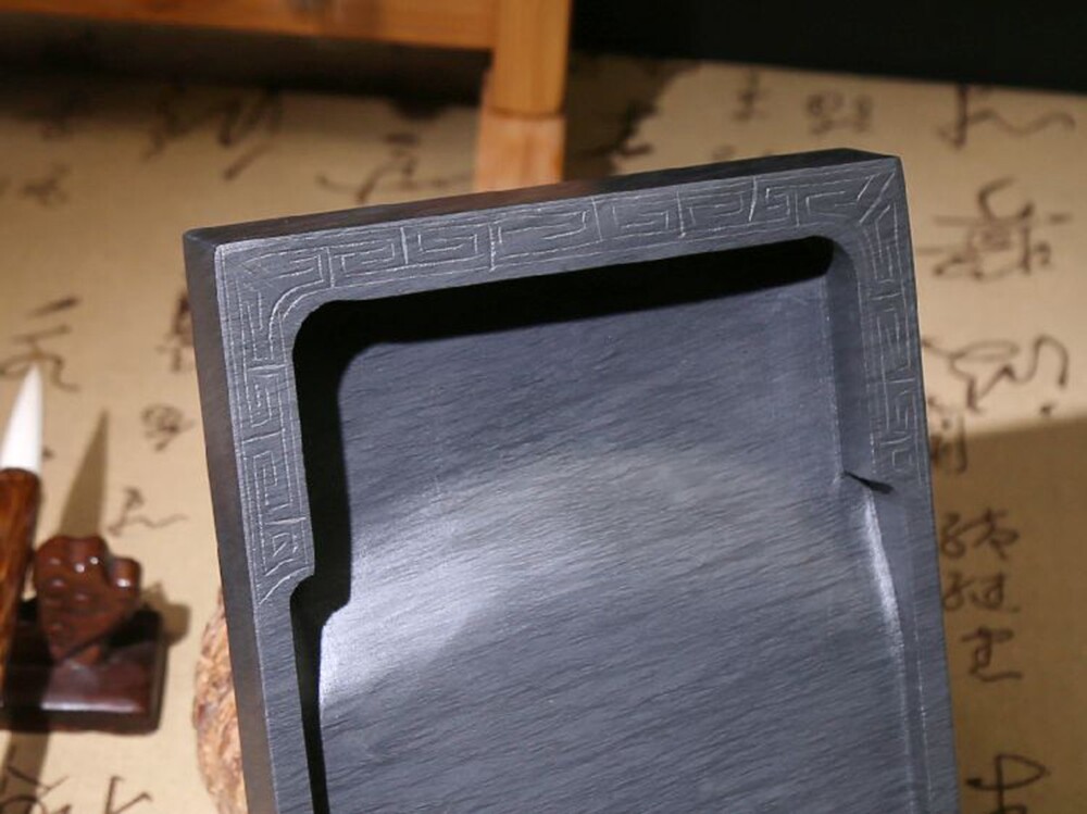 8" She Inkstone Natural Rock 回 Pattern Stone Inkslab Calligraphy Painting Tool