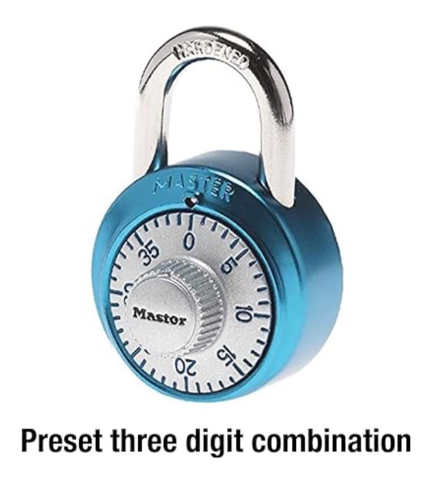 (2) Master Lock School Locker 3-Digit Combination Padlock Blue