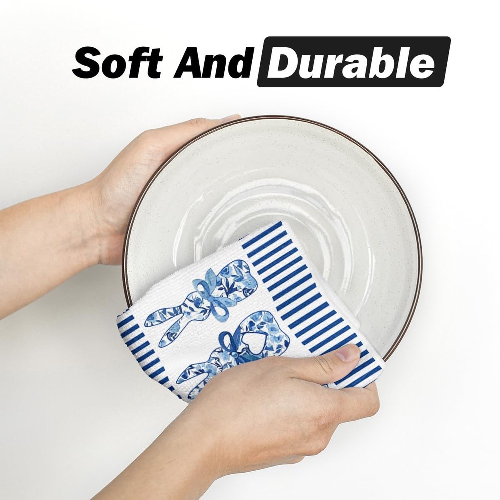 Artoid Mode Blue Stripe Rabbit Bunny Eggs Easter Kitchen 18" x 26",