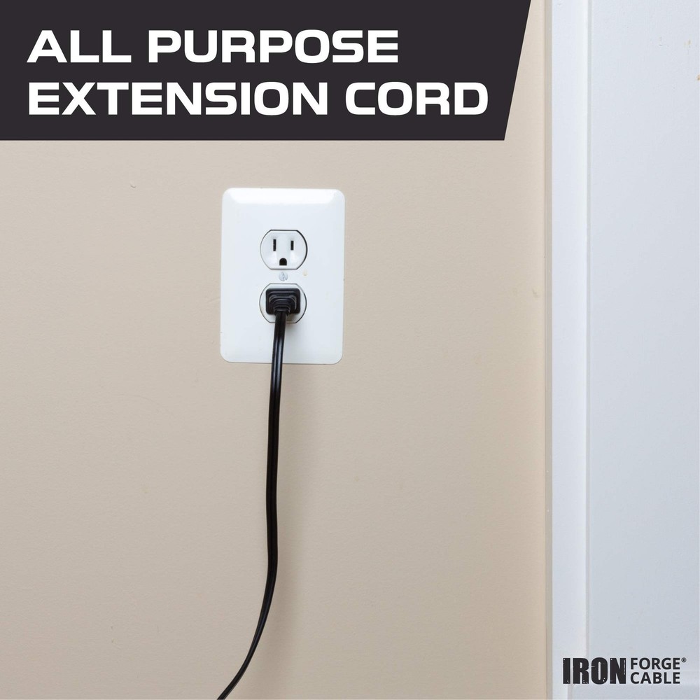 6Ft Black Extension Cord 2Pack 16/2 Durable Electrical Cable