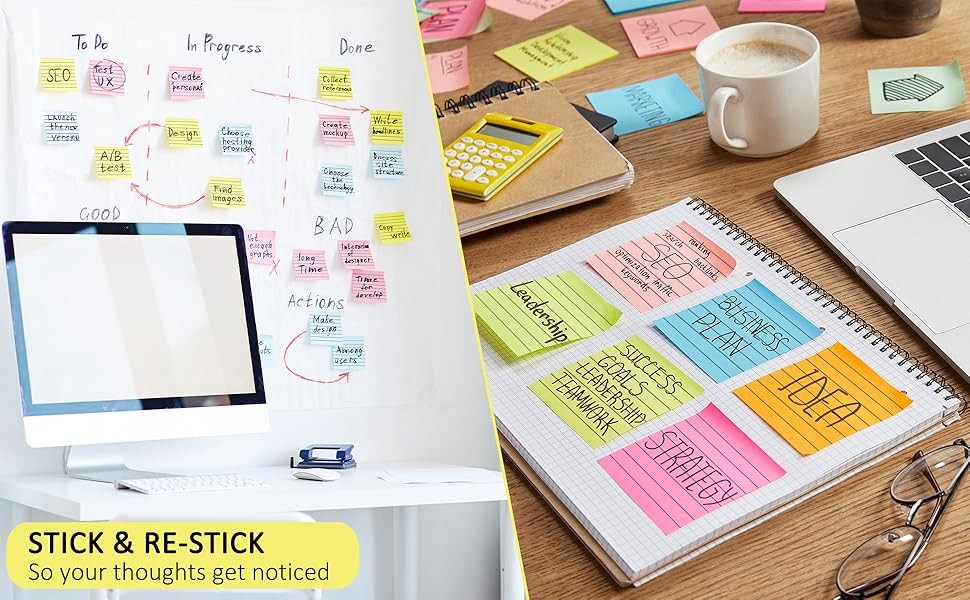 3840 Sheets Up Stiy Notes Lined Self-Sti Notes Pads Post Lined