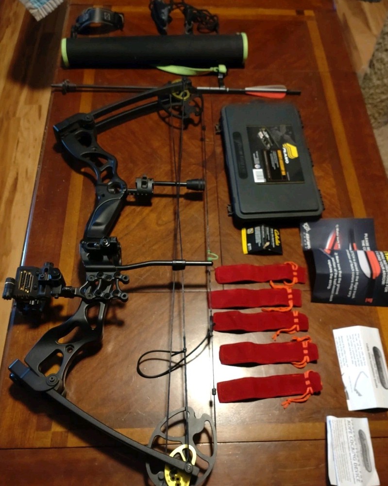 SAS Outrage 70lb Compound Bow Package Trophy Ridge Sight Whisker Biscuit D-Loop
